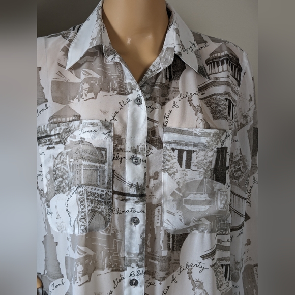 N.Y.C. Inspired Long Sleeve Gray and White Button Up - Picture 11 of 12